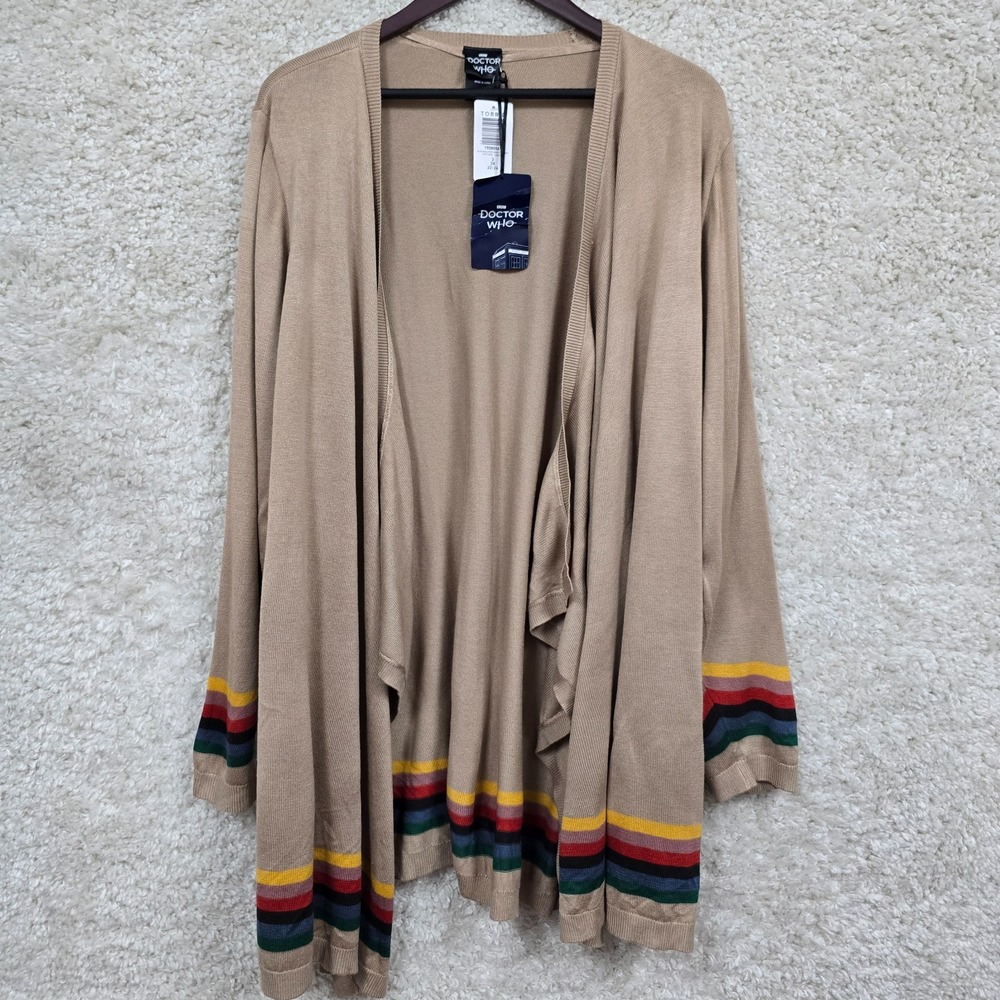 Torrid Womens Drape Front‎ Cardigan Size 3X Beige Doctor Who Fandom Cozy Artsy